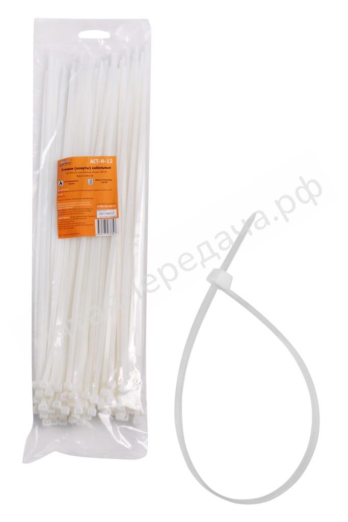 Стяжки (хомуты) кабельные 4,8*350 мм, пластиковые, белые, 100 шт. - ACTN12