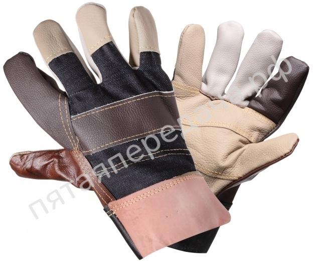 Перчатки кожаные, комбинированные (защитные от механических повреждений) - AWGS13