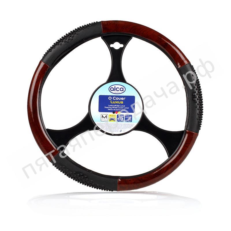 Чехол на руль черн. 3 вст.дерево 37-39см Luxus - 593000