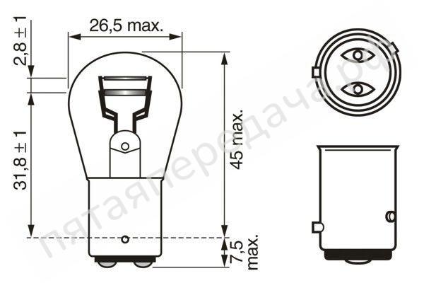 Лампа накаливания Pure Light, P21/4W 12В 21/4Вт - 1987301015