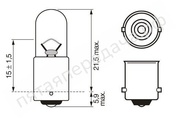 Лампа накаливания Pure Light T4W 12В 4Вт - 1987301023