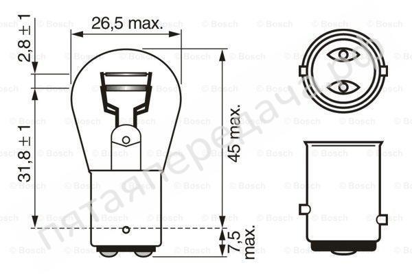 Лампа накаливания Pure Light P21/5W 12В 21/5Вт - 1987302202