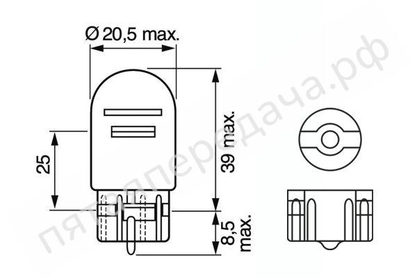 Лампа накаливания Pure Light W21/5W 12В 21/5Вт - 1987302252