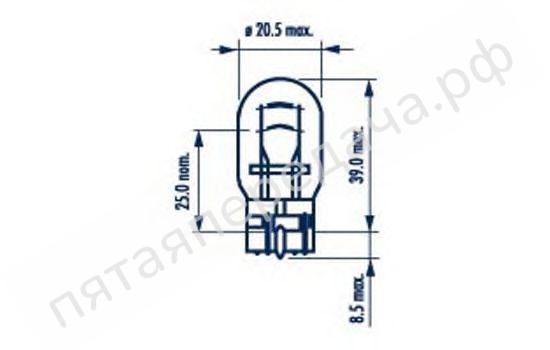 Лампа накаливания Indicator lamps with wedge base W21/5W 12В 21/5Вт - 17919