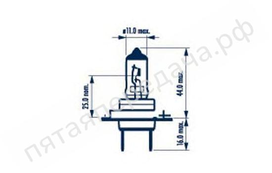 Лампа накаливания, Range Power 50+ (RP50+) Up to 50% more light, doubled lifetime H7 12В 55Вт, 1шт - 48339