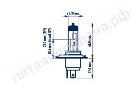 Лампа галоген Range Power Blue+ (RPB+) 3 700 K Stylish White H4 12В 60/55Вт, 1шт - 48677