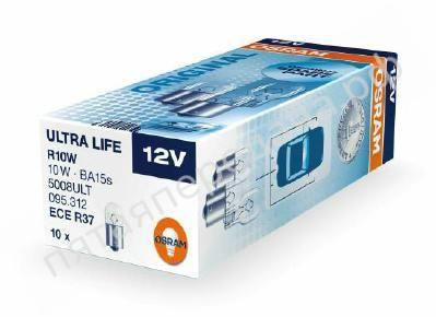 Лампа накаливания, ULTRA LIFE R10W 12В 10Вт, 1шт - 5008ULT