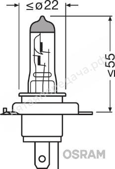 Лампа накаливания, H4 12В 60/55Вт, 2шт - 64193SV2HCB