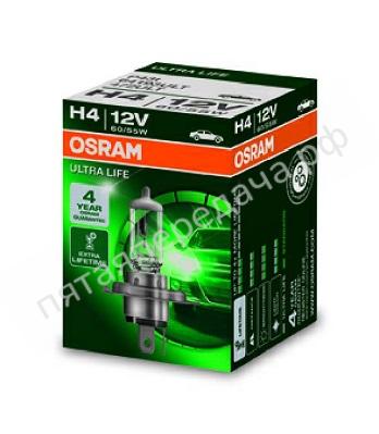 Лампа накаливания, ULTRA LIFE H4 12В 60/55Вт, 1шт - 64193ULT