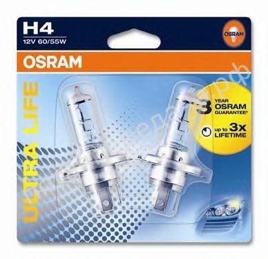 Лампа накаливания, ULTRA LIFE H4 12В 60/55Вт, 2шт - 64193ULT02B