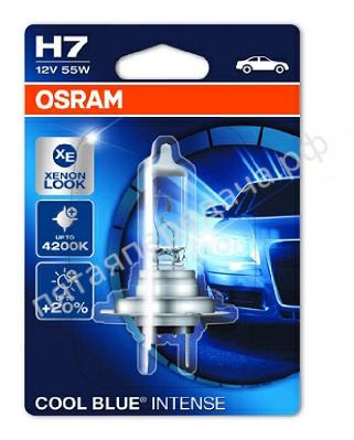 Лампа накаливания, COOL BLUE INTENSE H7 12В 55Вт, 1шт - 64210CBI01B