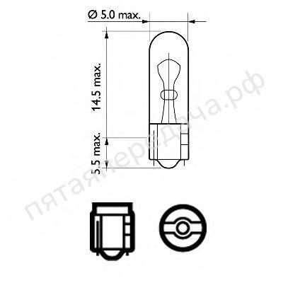 Лампа накаливания Premium W2,3W 12В 2,3Вт - 12061CP