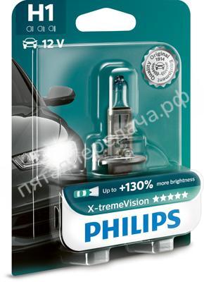 Лампа галоген X-tremeVision H1 12В 55Вт, 1шт - 12258XVB1