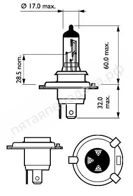 Лампа галоген Premium H4 12В 60/55Вт - 12342PRC1