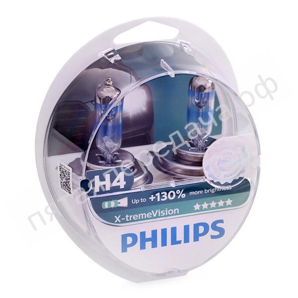 Лампа галоген X-tremeVision H4 12В 60/55Вт, 2шт - 12342XVS2