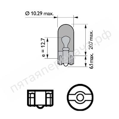 Лампа накаливания, WY5W 12В 5Вт - 12396NAB2
