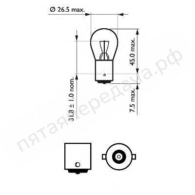 Лампа накаливания, P21W 12В 21Вт - 12498LLECOCP