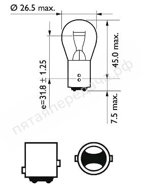 Лампа накаливания Premium P21/5W 12В 21/5Вт - 12499CP