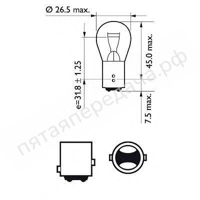 Лампа накаливания, P21/5W 12В 21/5Вт - 12499LLECOCP