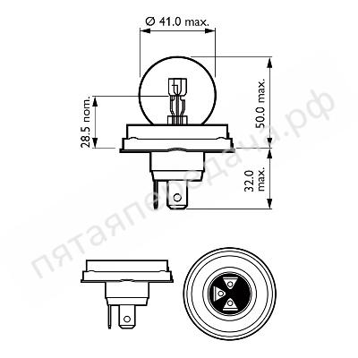 Лампа галоген Standard R2 12В 45/40Вт - 12620B1