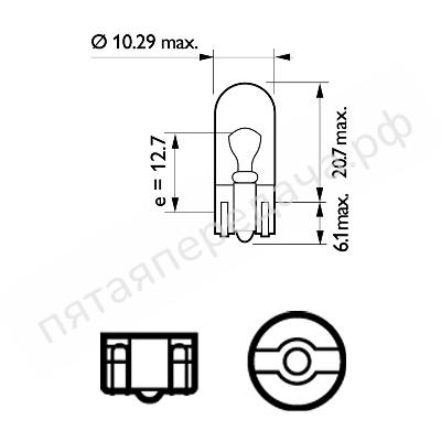 Лампа накаливания, W5W 12В 5Вт - 12961EDCP