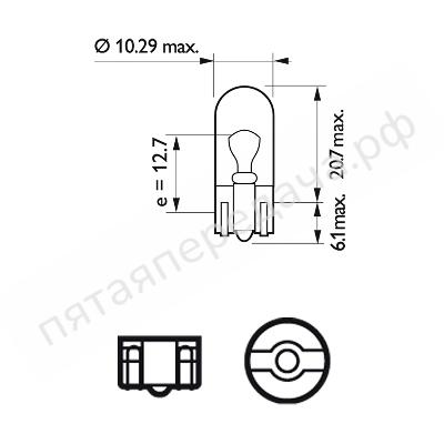 Лампа накаливания, W5W 12В 5Вт - 12961LLECOCP