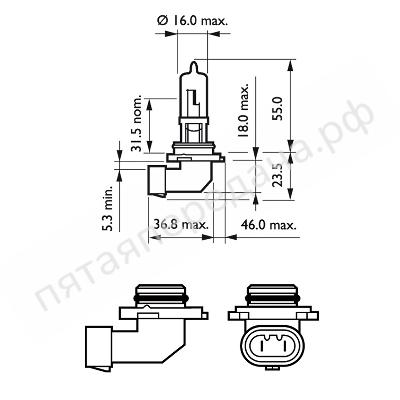 Лампа накаливания Premium HB3 12В 60Вт - 9005PRB1