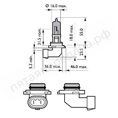 Лампа накаливания, в блистере HB3 WhiteVision 4300K, 1шт - 9005WHVB1