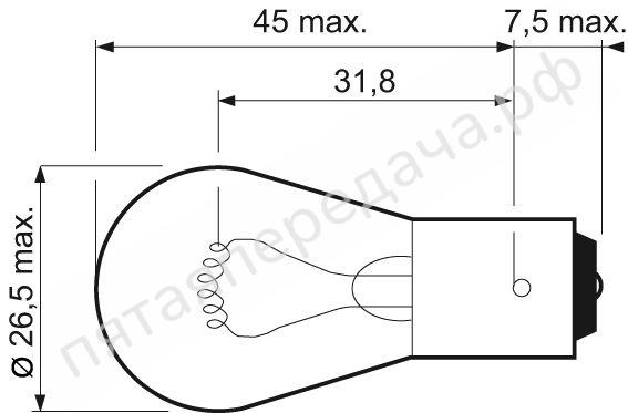 Лампа накаливания, P21W 12В 21Вт - 032101